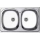 Fregadero 2 senos (cubetas) con faldón de acero inox