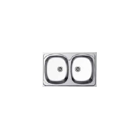 Fregadero 2 senos (cubetas) con faldón de acero inox